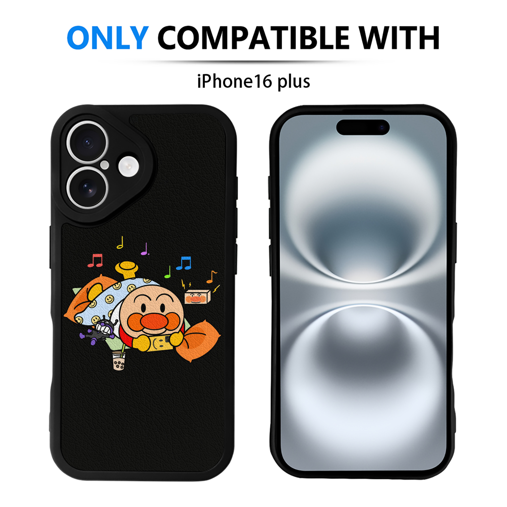 （画像用） アンパンマン Anpanman 【iPhone 16シリーズ対応】シリコンスマホケース（レザー調） 材質：シリコン